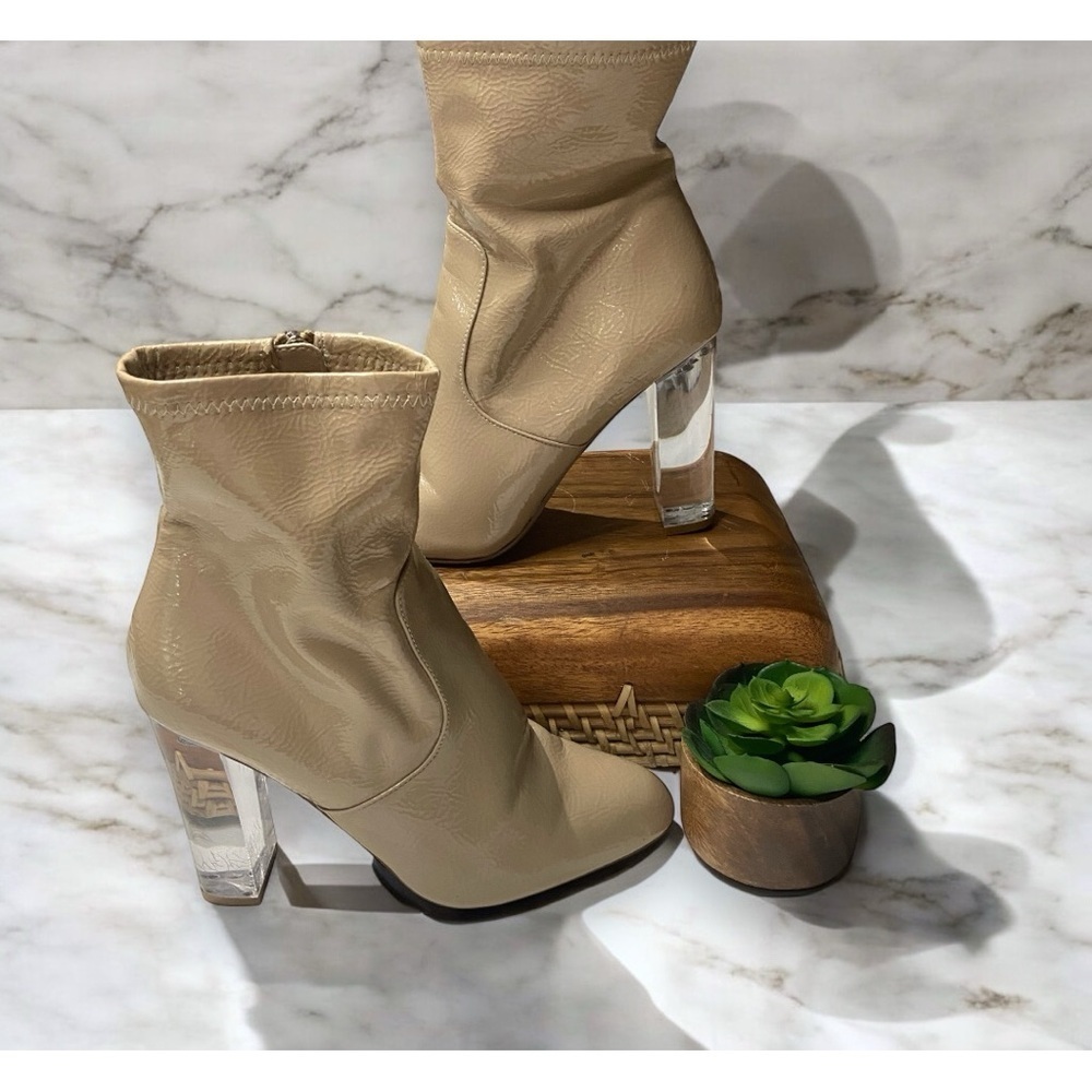 Steve Madden Eminent Taupe Boot with Lucite‎ Heel